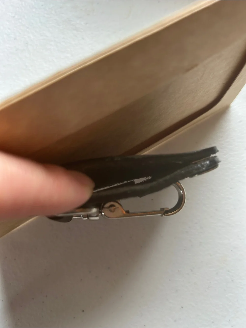 Terra Leather Belt Loop Key Clip Keychain NWT Black